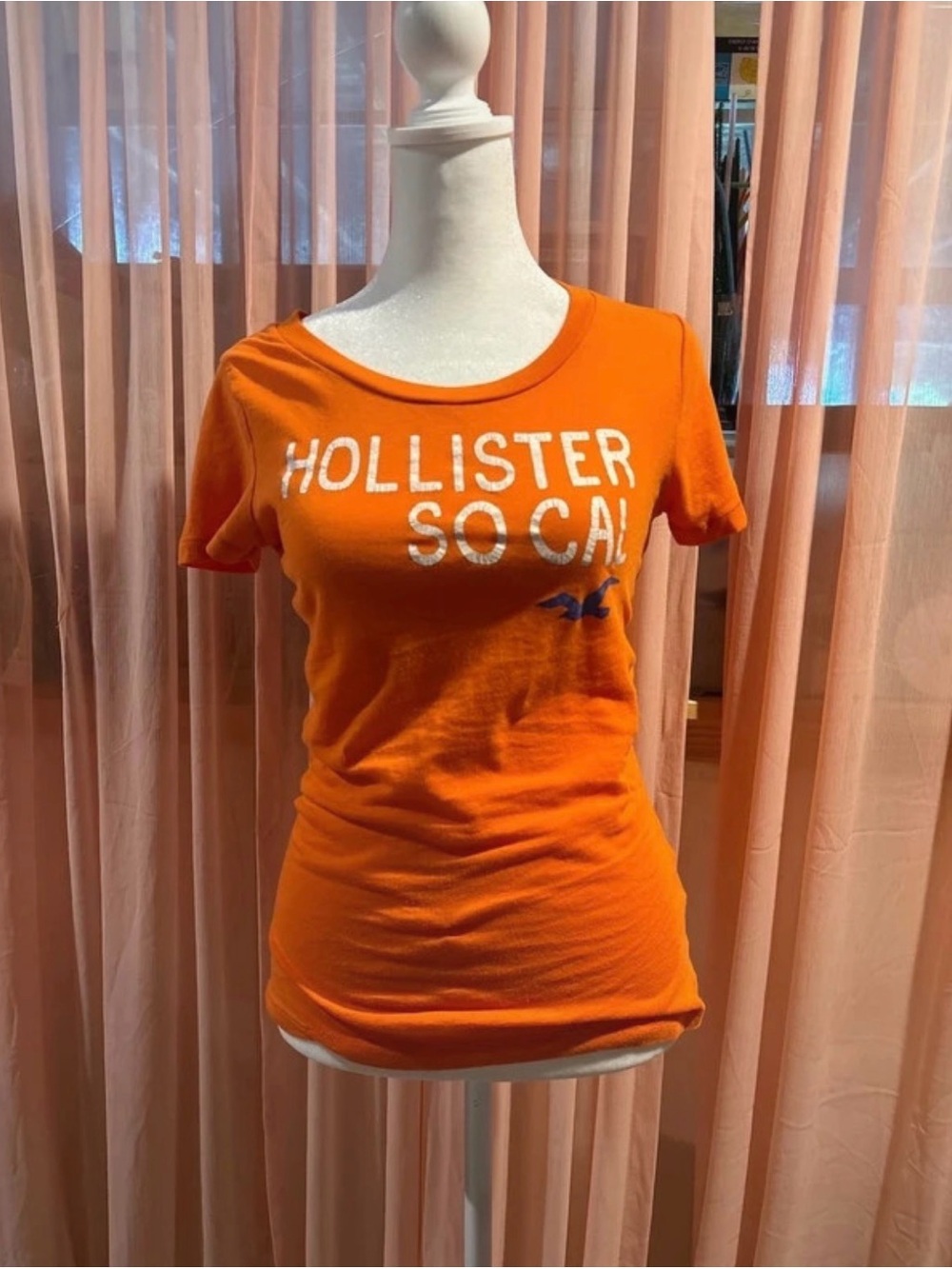 Hollister Bright Orange 'So Cal' Short Sleeve Logo Tee